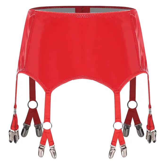 Porte-jarretelles en PU brillant pour femmes, Lingerie, Look mouillé, Clubwear, fesses ouvertes, Pun