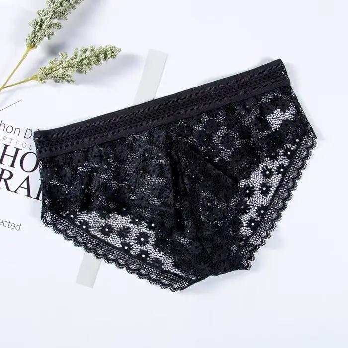Culotte Sexy en Dentelle pour Femme, Sous-Vêtement à la Mode, Lingerie Taille Basse, Respirante, Sli