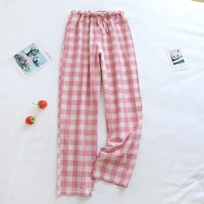Pantalon de pyjama en gaze de coton pour femmes, Pantalon de maison pour Couples, vêtements de déten