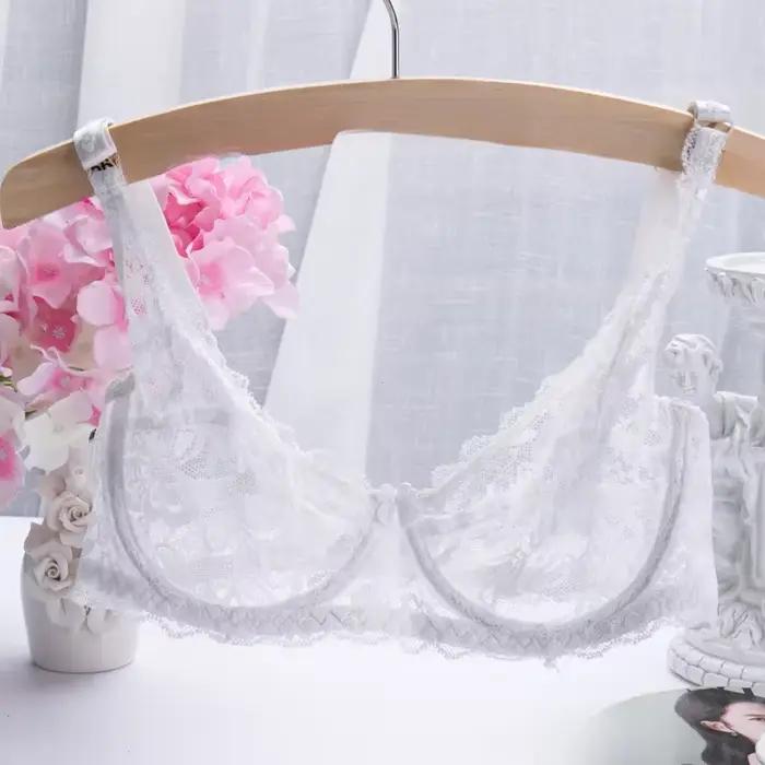 Soutien-gorge sexy en dentelle transparente pour femmes, confortable, élastique, à armatures, solide