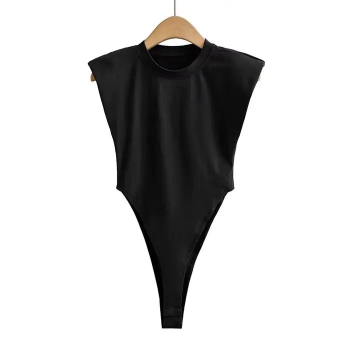 Hauts sexy pour femmes, combinaisons moulantes d'été, body à épaules rembourrées, body basique sans 