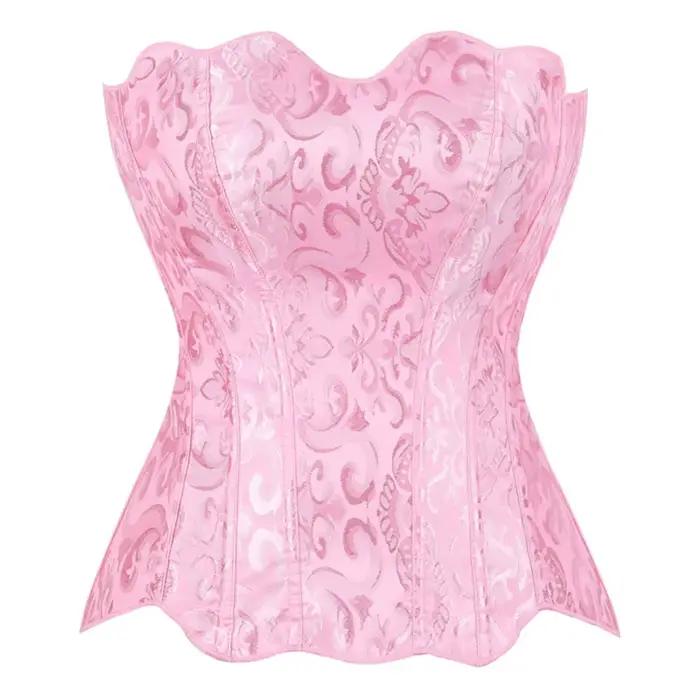 Corset et bustier victorien vintage pour femme, en jacquard, avec baleines en plastique, corselet