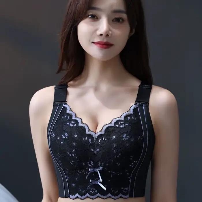 Soutien-gorge push-up à réglage latéral pour femme, sous-vêtements sexy, grande taille C D E, 75 80 
