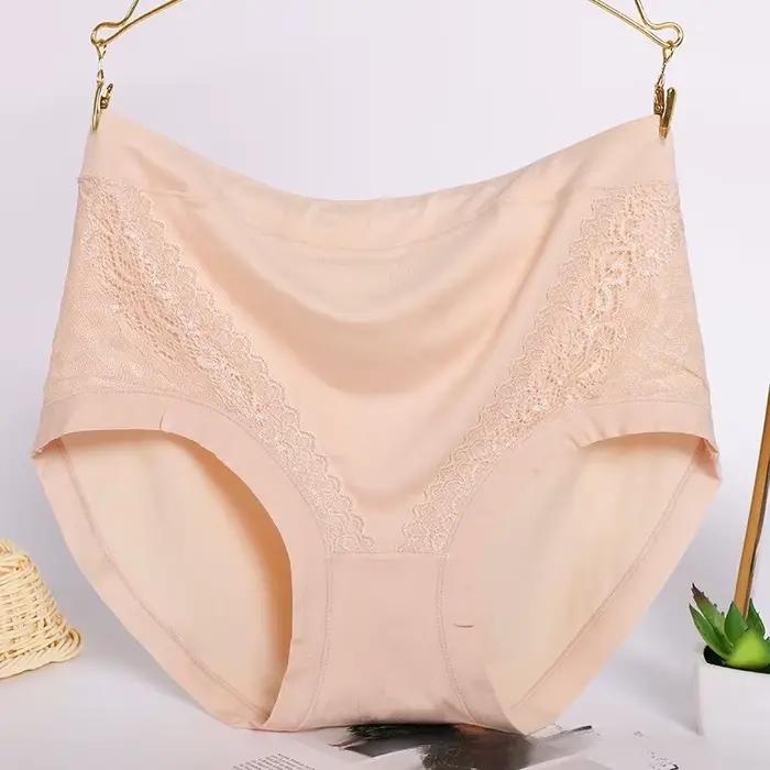 Culottes en dentelle pour femmes d'âge moyen, taille haute, coton épais, sous-vêtements en coton pou