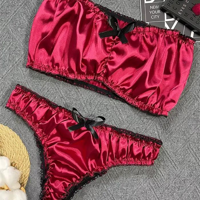 Ensemble de lingerie sexy en dentelle noire pour femmes, bustier tubulaire et short, couleur unie, d