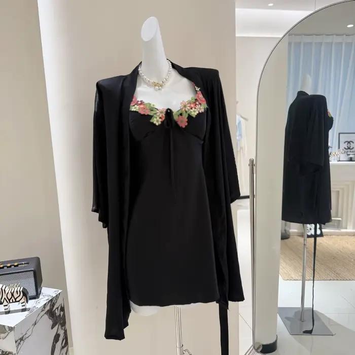 Ensemble nuisette et Robe Sexy pour femmes, 2 pièces, Long, Kimono, peignoir, vêtements de nuit pour