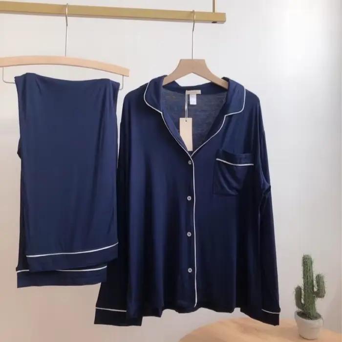 Ensemble de pyjama Modal en gros européen et américain Pyjamas simples pour femmes