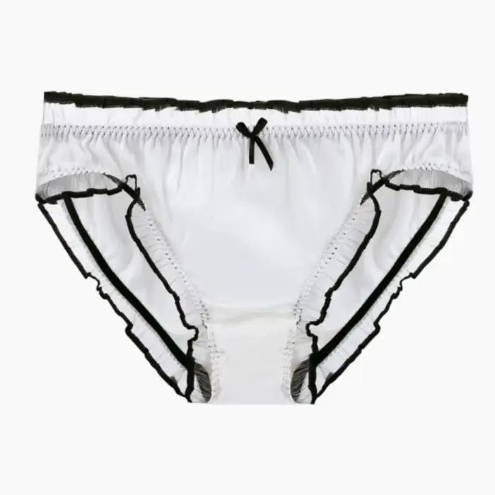 Sous-vêtements unisexes en soie de mûrier, slip lisse à volants, Sexy, confortable, doux et brillant