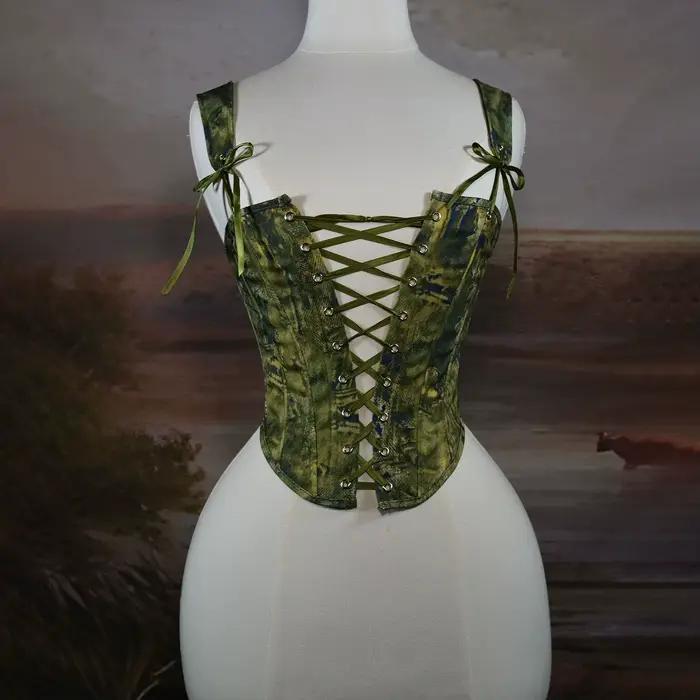 Corset Bustier à lacets sur le devant pour femmes, haut façonnant désossé, corsage Vintage avec ferm