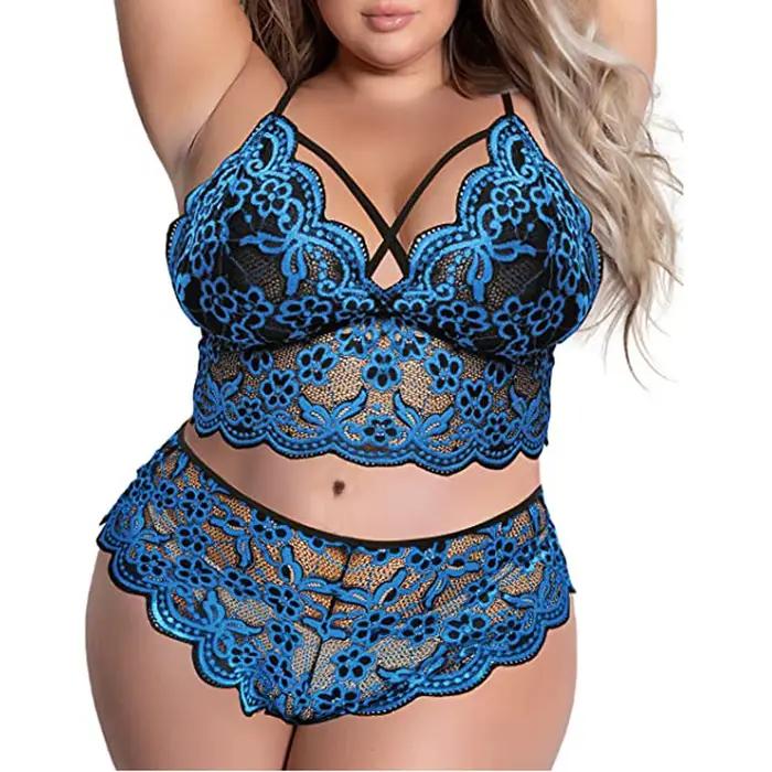 Grande taille soutien-gorge 2 pièces ensembles Lingerie Sexy femmes dentelle broderie soutien-gorge 
