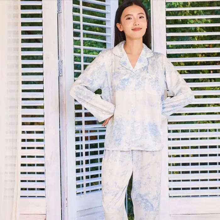 Ensemble de pyjama en satin soyeux pour femmes, vêtements de nuit élégants, vêtements de maison déco