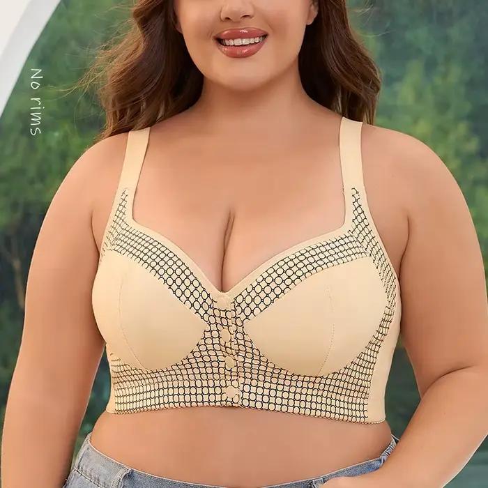 Soutien-gorge imprimé créatif de très grande taille pour femmes, sous-vêtements avec boucle avant sa