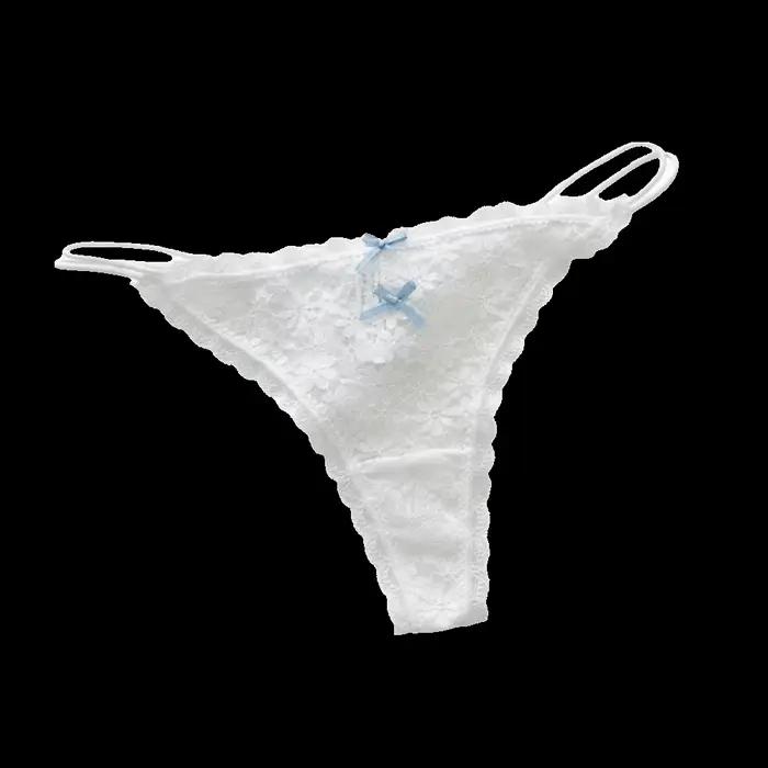 String transparent en dentelle pour femme, style ajouré, lingerie sans couture, culotte à fines bret