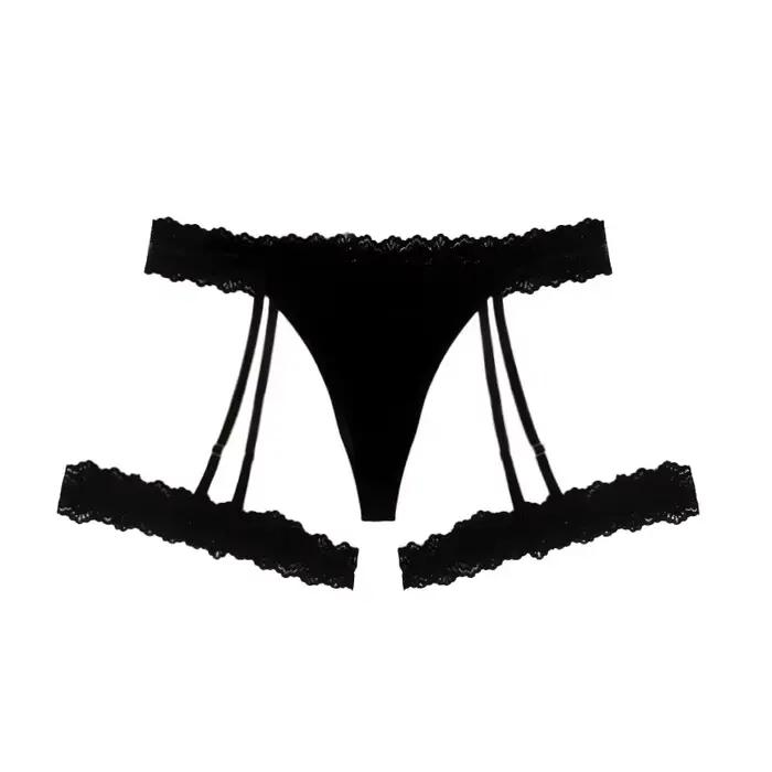 Femme jarretelles chaussettes grande taille dentelle femmes tongs taille basse solide dames G-string