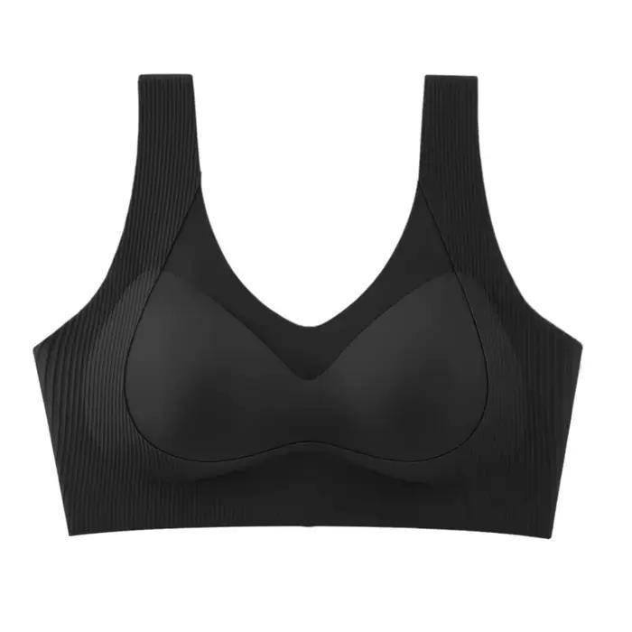 Soutien-gorge sans couture ajusté, dos profond en V, sans armatures, anti-choc, lingerie de yoga