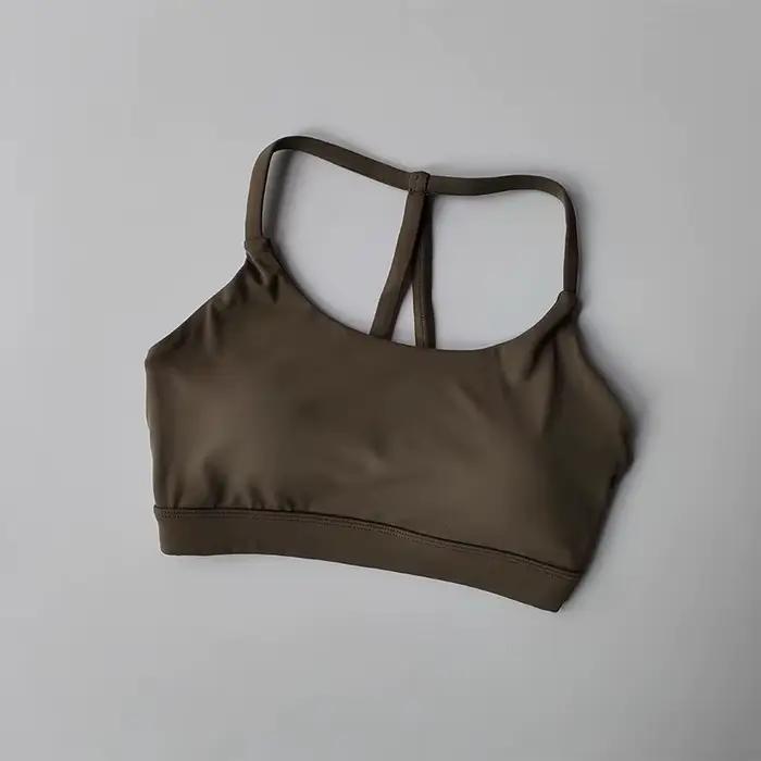 Soutien-gorge de sport de Yoga pour femmes, dos Triangle, Sexy, sensation nue, froncé, exercice de F