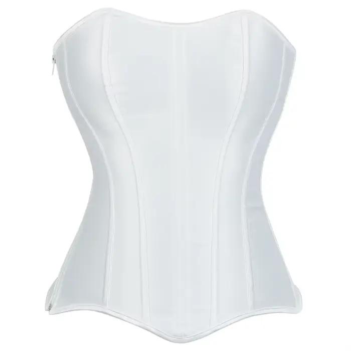 Femmes surbuste hauts Corset fermeture éclair latérale Satin à lacets désossé Bustier Shapewear minc