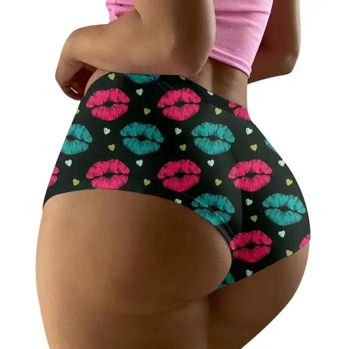 Culotte pour femmes, Sexy, extensible, intime, sans couture, taille basse, sous-vêtements imprimés à