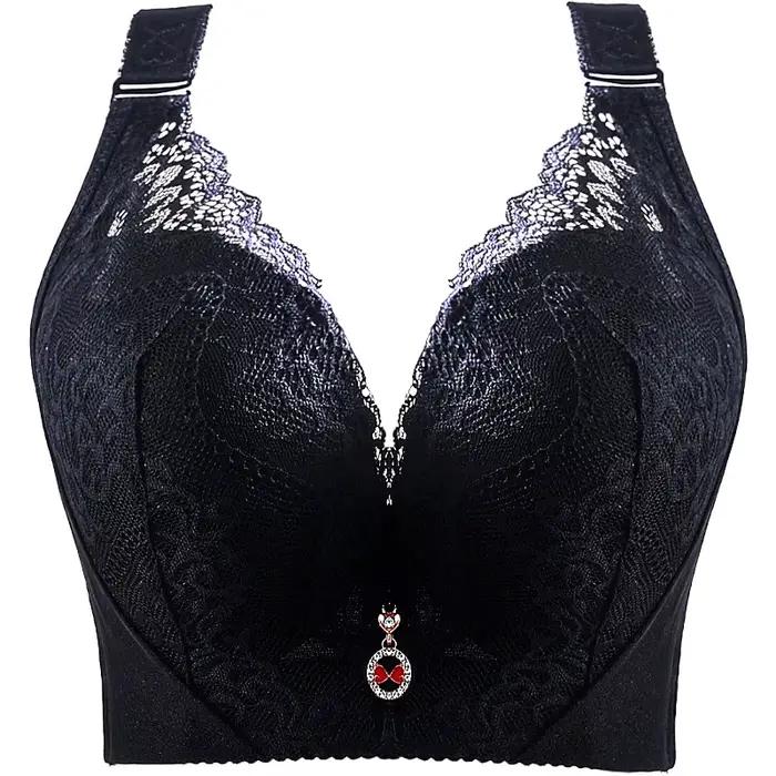 Soutien-gorge push-up grande taille sexy en dentelle avec armatures, couvrance complète, larges bret