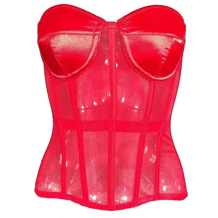 Corset bustier sans bretelles pour femmes, avec soutien-gorge, maille respirante, corsage désossé, c