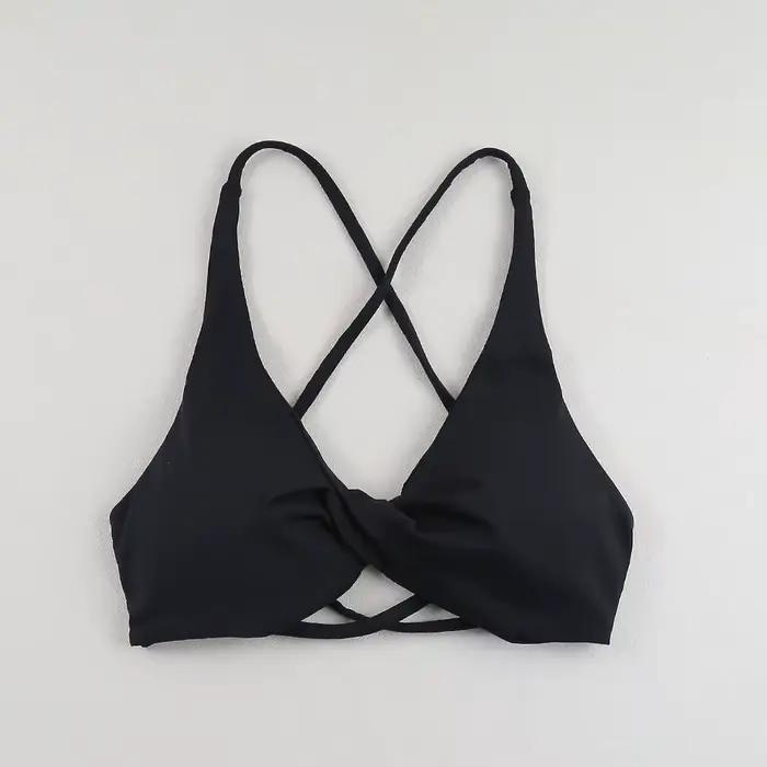 Soutien-gorge de sport sexy à fines bretelles, confortable, très extensible, respirant, amovible, po
