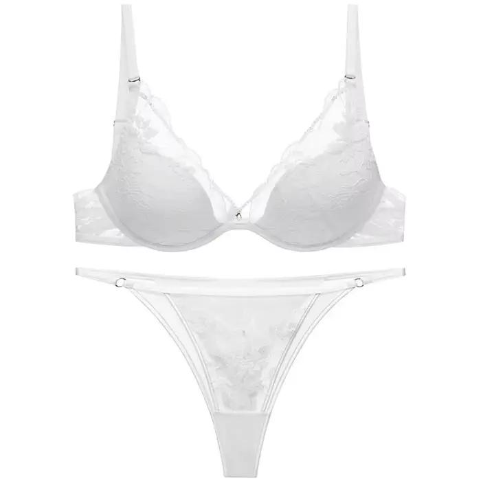 Ensemble de lingerie fine française Logirlve pour femme, sexy, en satin et dentelle, avec soutien-go