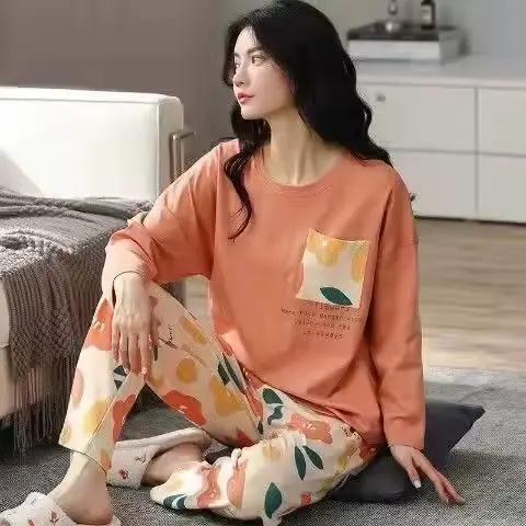 Pyjamas pour femmes printemps/automne : Ensemble de vêtements de détente à manches longues pour fill