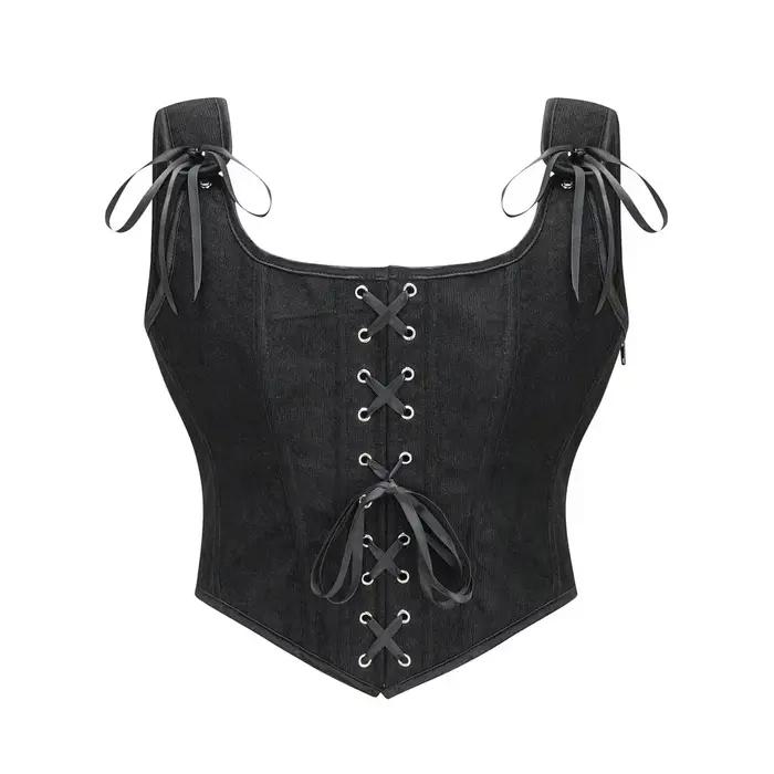 Corset Renaissance Médiévale pour Femme, Bustier Vintage, Crop, Lacets, Bretelles Corselet, Débardeu