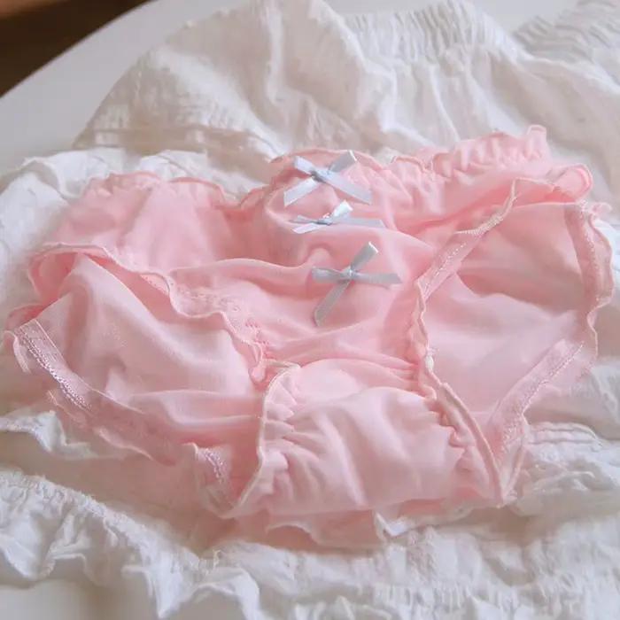 Culotte perforée à nœud papillon pour femmes, culotte taille moyenne en dentelle respirante pour fem