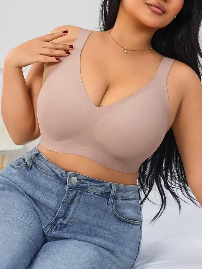 Soutien-gorge grande taille sans couture en gelée de silicone, couleur unie, couvrant entièrement, a