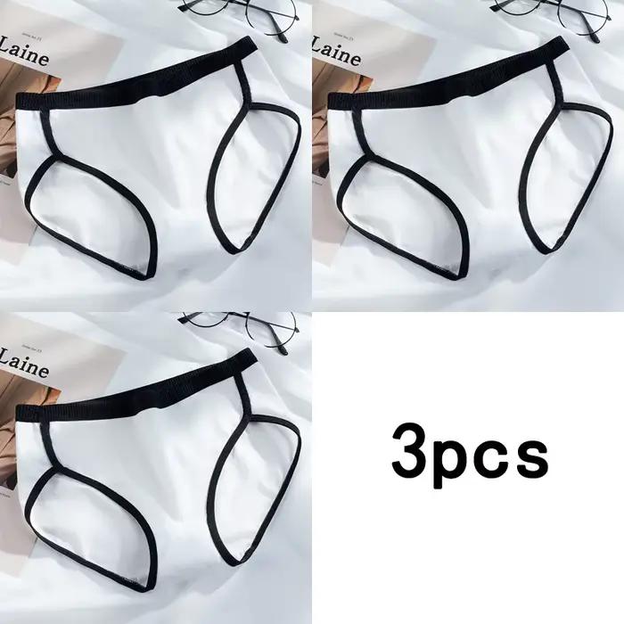 3 pièces/ensemble culottes en coton slips pour femmes caleçons Sexy noir blanc femme Linger taille b