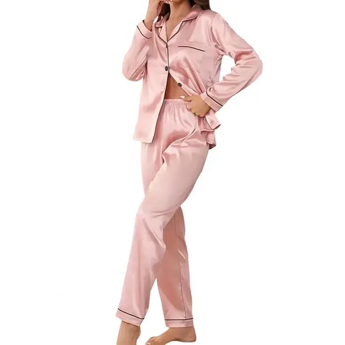 Ensemble pyjama pour femmes, haut à manches longues, taille élastique, pantalon, ensemble de vêtemen