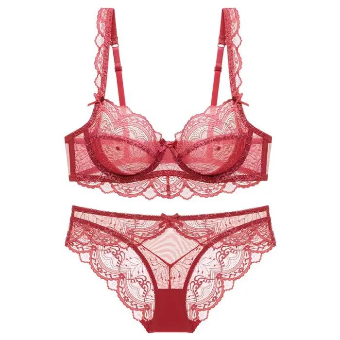 Ensemble de soutien-gorge en dentelle française pour femme, haut de soutien-gorge sans éponge, coton