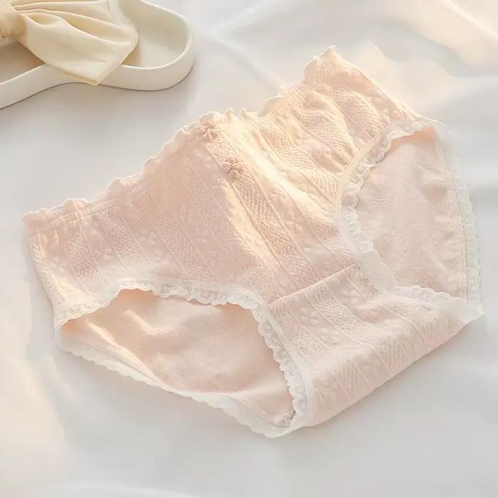 Lolita – sous-vêtements Sexy en dentelle pour femmes, taille basse, respirant, rose, mignon, culotte