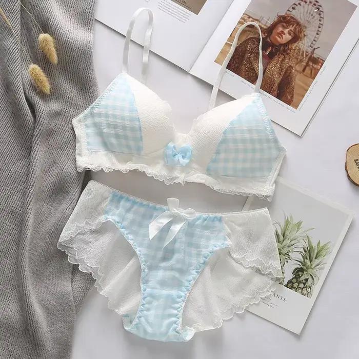 Ensemble de soutien-gorge coréen mignon pour femmes, section fine d'été, pour petits seins, sans arm