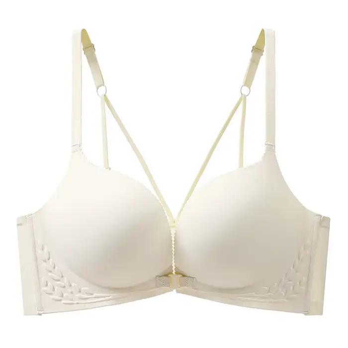 Soutien-gorge sexy avec petits seins pour femme, bouton avant, beau dos, sans couture, poitrine plat