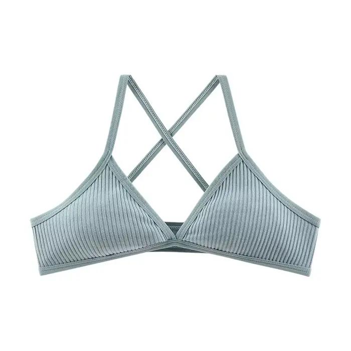 Soutien-gorge de sport confortable en coton pour femme, style français fin, bralette sexy à décollet