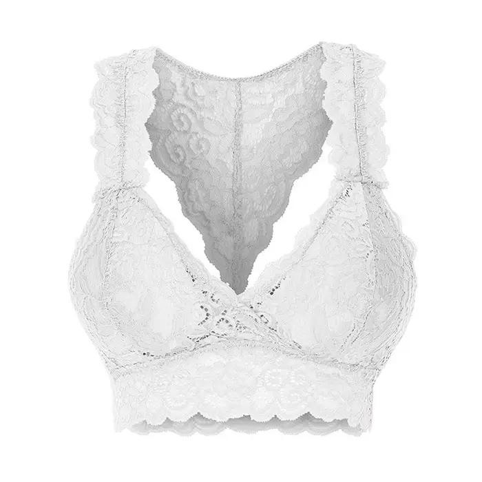 Soutien-gorge grande taille pour femmes, sans couture, transparent, Lingerie Sexy, dentelle florale,