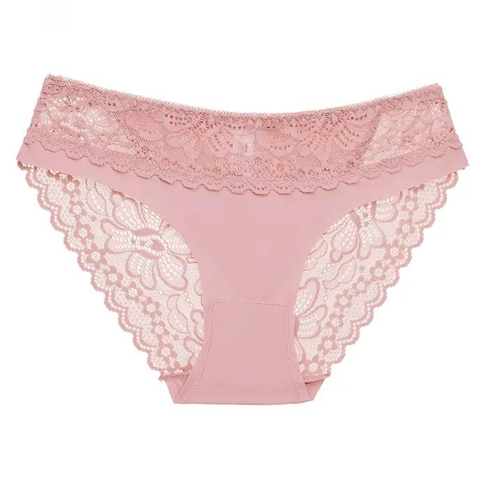 Sous-vêtements Sexy en dentelle pour femmes, Lingerie douce et confortable, culotte à bordure décora