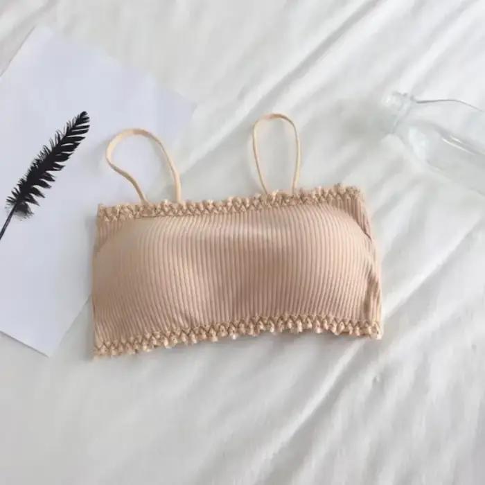 Soutien-gorge en coton pour femmes, haut tubulaire, sous-vêtements à bretelles, beau débardeur, sans