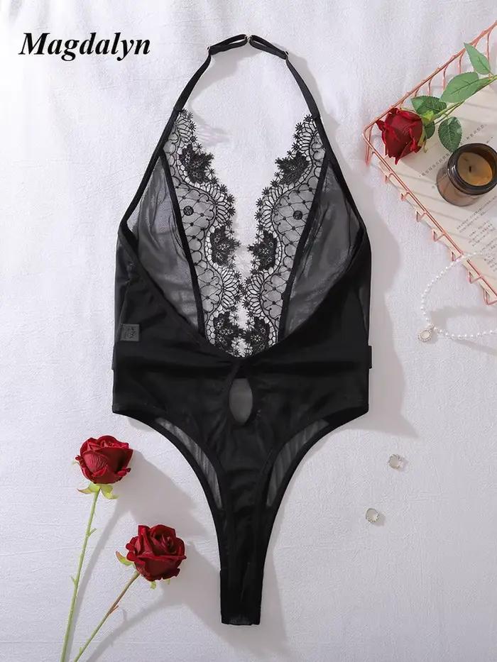 CHILLGIO femmes Sexy dentelle florale barboteuses Lingerie mode élastique érotique une pièce combina