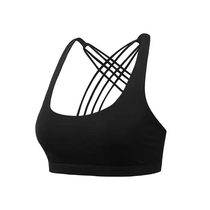 Soutien-gorge dos croisé pour femme, brassière de fitness, débardeur de yoga, haut de sport de gym h