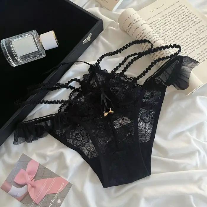 Doux avec cloche glace soie culotte string coton entrejambe dentelle nœud slips sans couture taille 