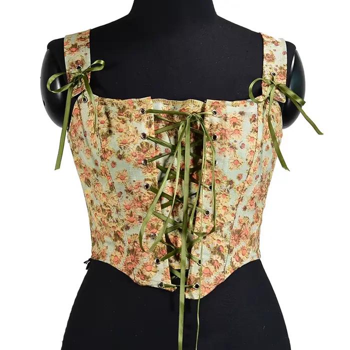 Corset Bustier Médiéval à Lacets pour Femme, Costume de Taille Fine, Bleu, Vintage, pour Robe