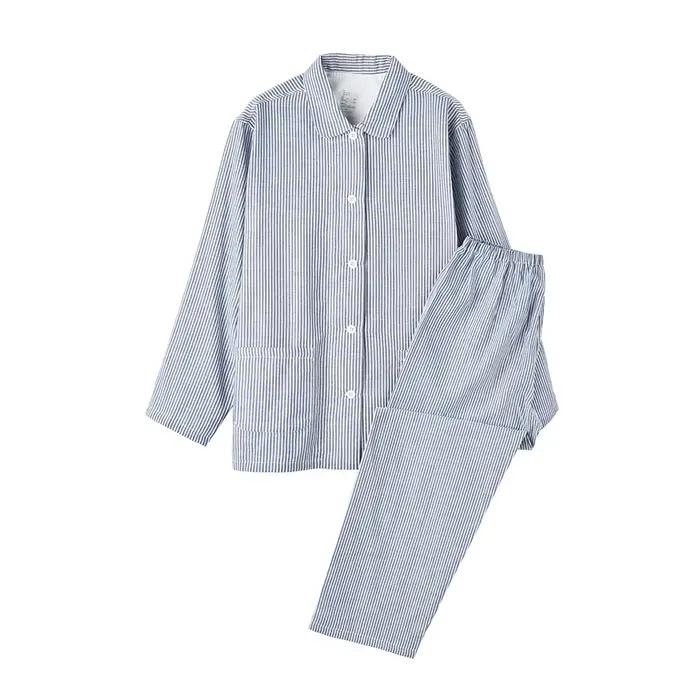 Décontracté 100% coton à manches longues Pijamas femmes revers chemise pantalon costume printemps au
