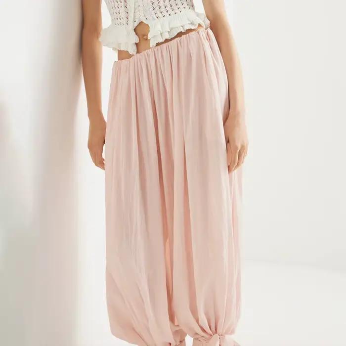 Pantalon Bloomer pour femme, jambes larges, taille nouée, ample, Streetwear, vêtements pour femmes, 