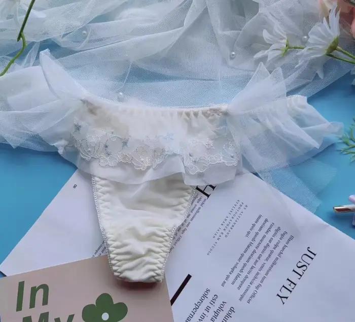 Culotte à volants en dentelle brodée, culotte tanga, sous-vêtements mignons, Lolita Kawaii, princess