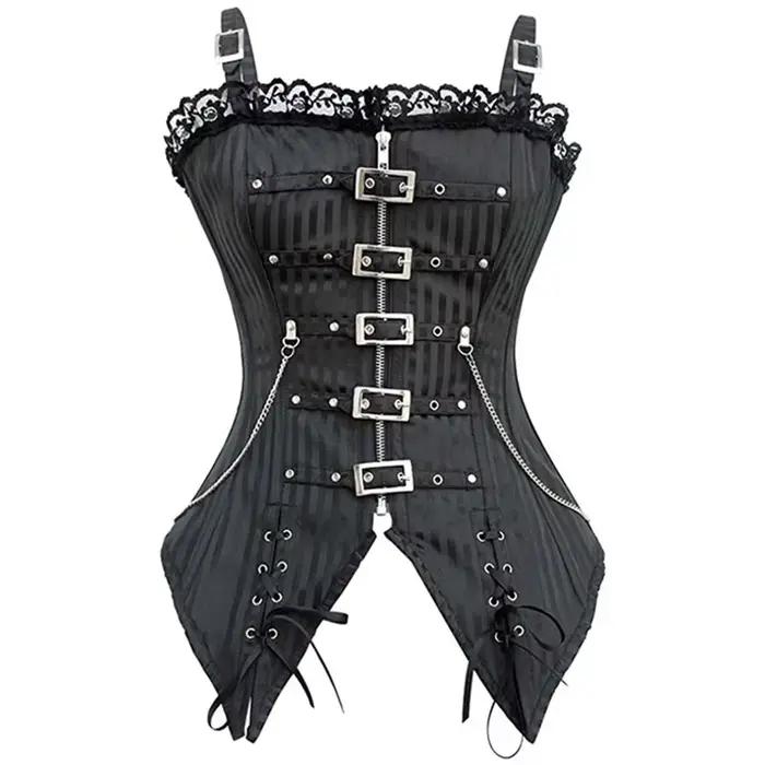 Corset Sexy en dentelle pour femmes, coupe basse, fermeture éclair, Bustier, gilet à bretelles, Styl