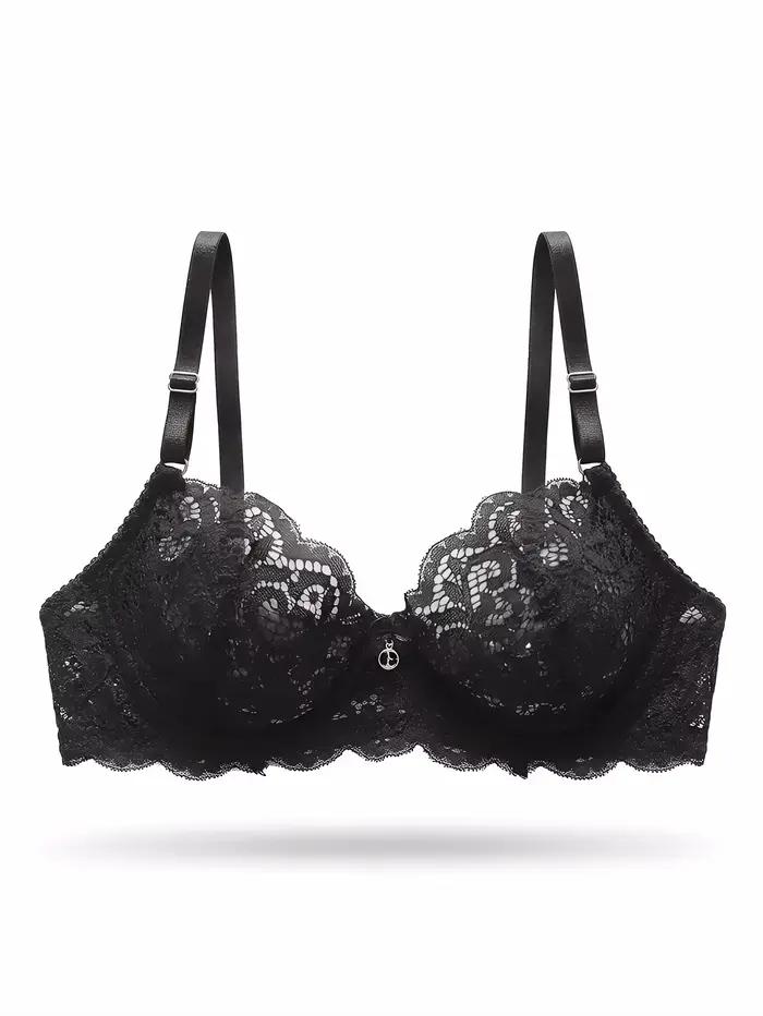 Soutien-gorge en dentelle noire pour femme, push-up, sexy, avec bordure en dentelle cils, élégance f