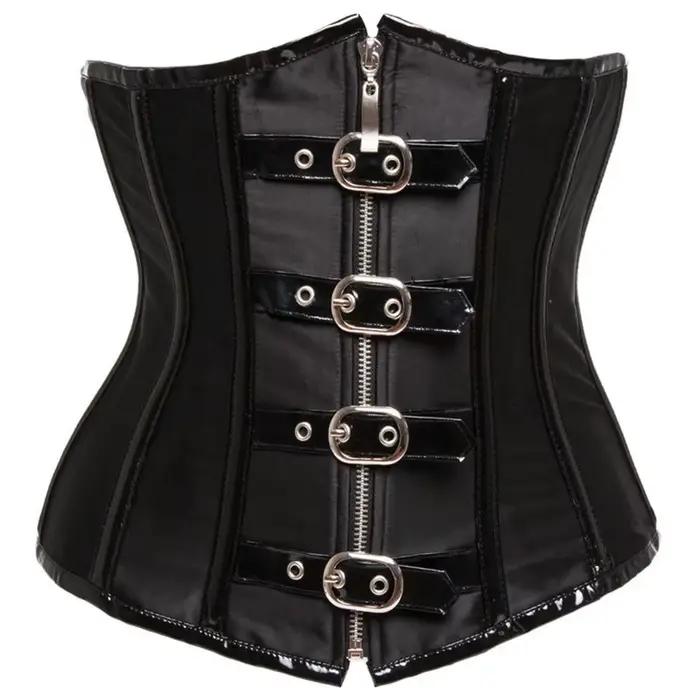 Ceinture rouge avec fermeture éclair pour femme, Corset désossé, Steampunk vintage, Underbust, Vêtem